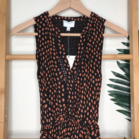 SOLD Witchery Chestnut Print Trim Sleeve Dress 4 - Picture 4 of 13